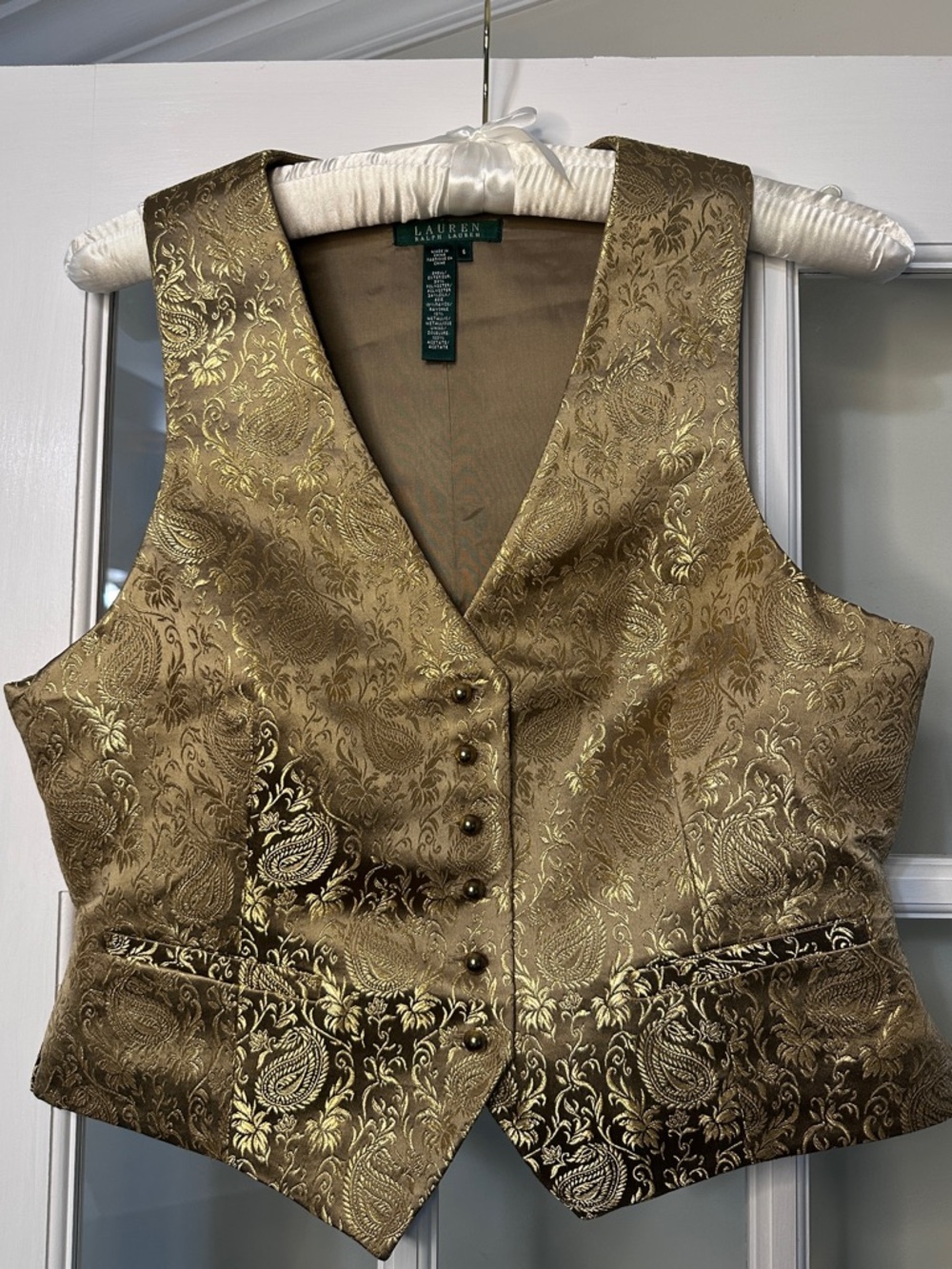 Ralph Lauren Metallic Gold Paisley Vest
